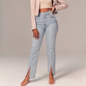 Abercrombie & Fitch Curve Love The Skinny High Rise Split Hem Jeans, Size 27/4R